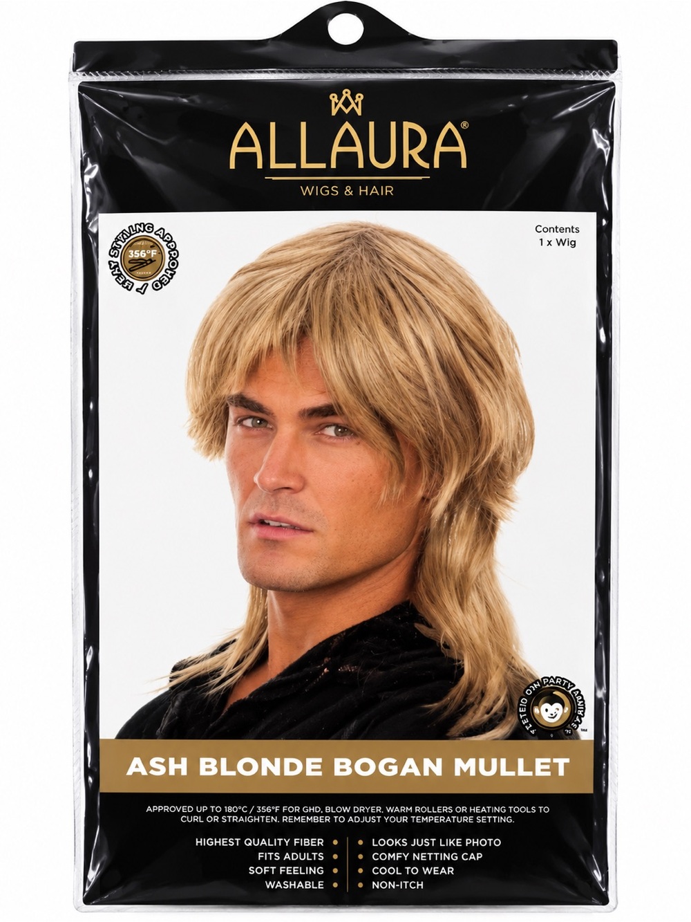 NWT Allaura Wigs Men's Ash Blonde Bogan Layered Mullet